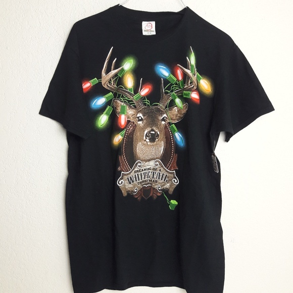 December 25th Tops - M Tee Shirt Christmas Hunting Whitetail Deer MED